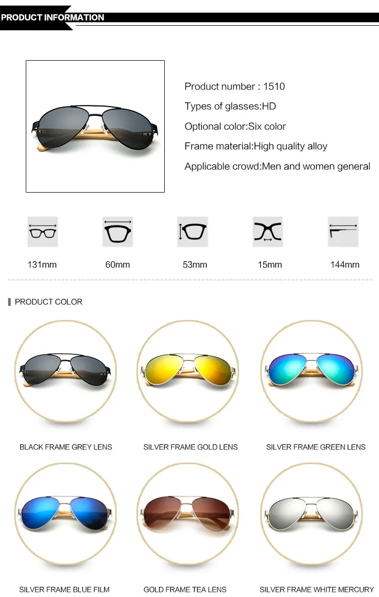 Бамбуковые солнцезащитные очки для пилота мужские деревянные металлические женские пилот брендовые дизайнерские зеркальные