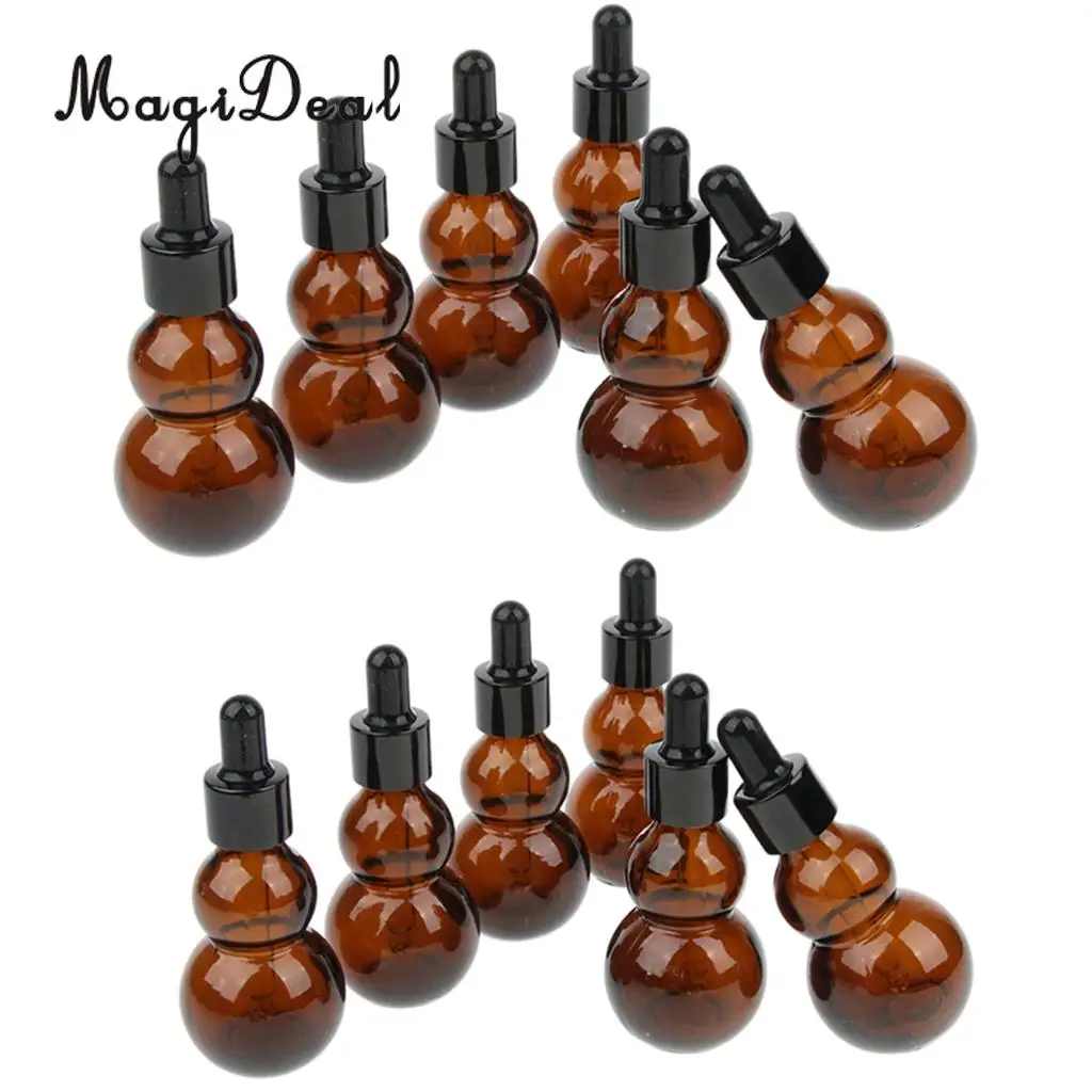 12pcs Refillable Portable Amber Empty Glass Essential Oil Makeup Eye Dropper Bottles Container 20ml 30ml