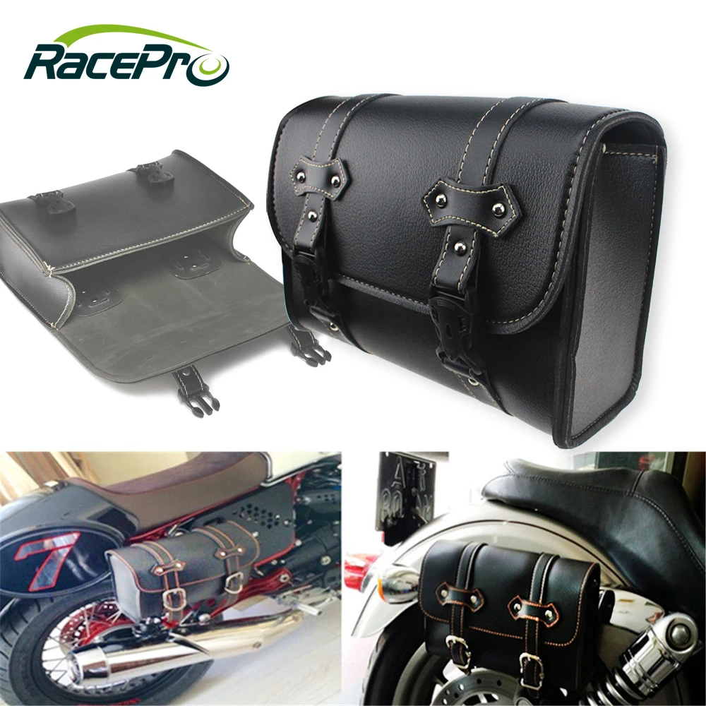 New Arrival Universal Motorcycle Saddle Luggage Leather Bag Storage For