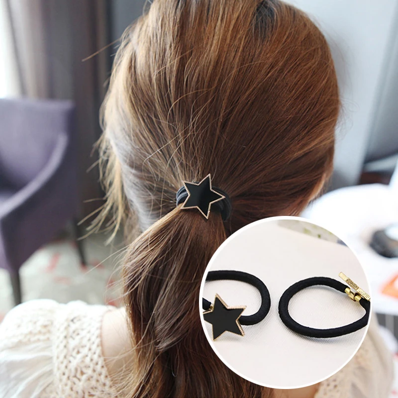 

Women Vintage Simple Metal Star Elastic Hair Band Girls Alloy Hair Ropes Scrunchy Ponytail Holder Headwear Hair Accessories