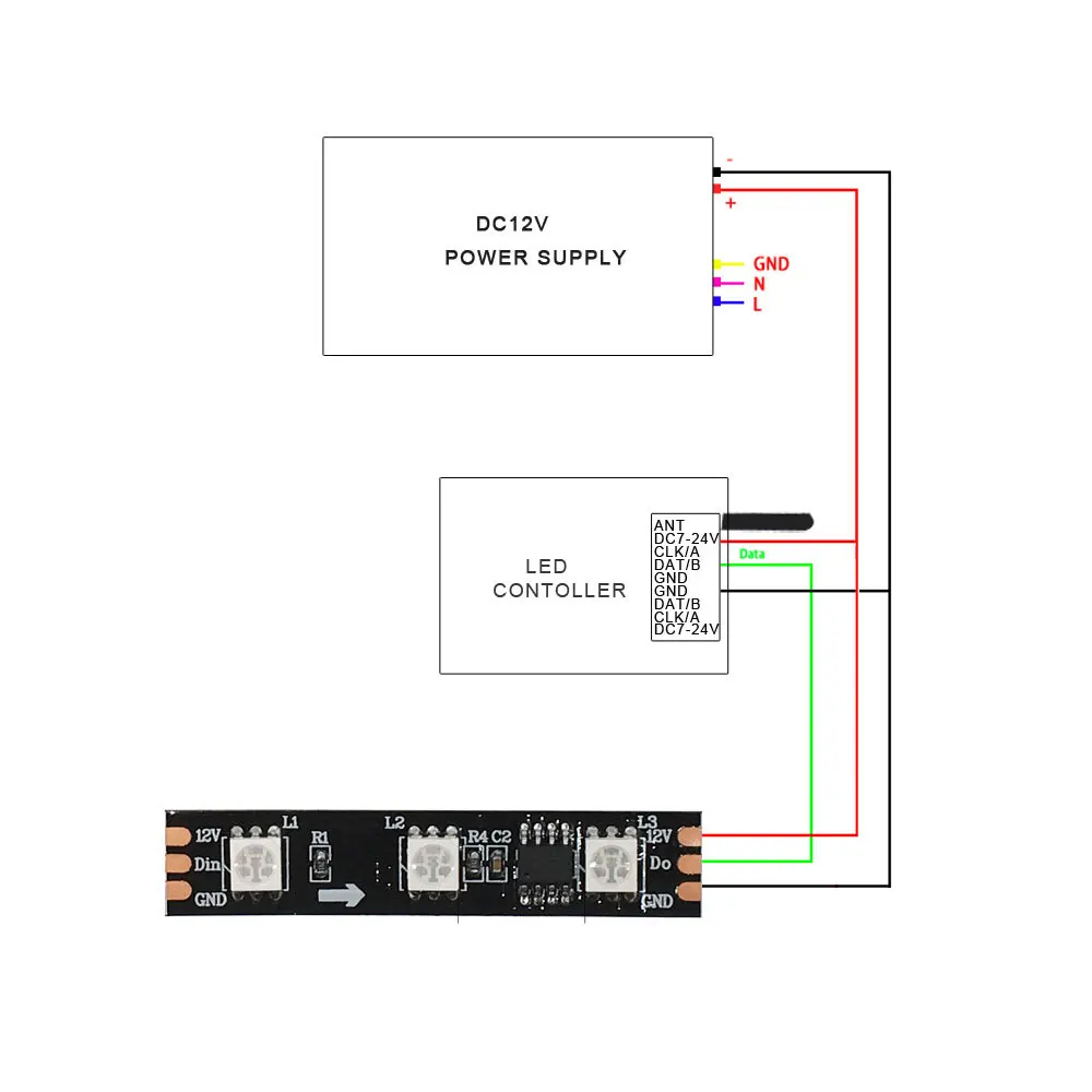 DC7-24V, Wifi, музыкальный контроллер, светильник, SPI контроллер, 2048 пикселей, светодиодный цифровой адресный контроллер для DC5V 8*32 светодиодный панели