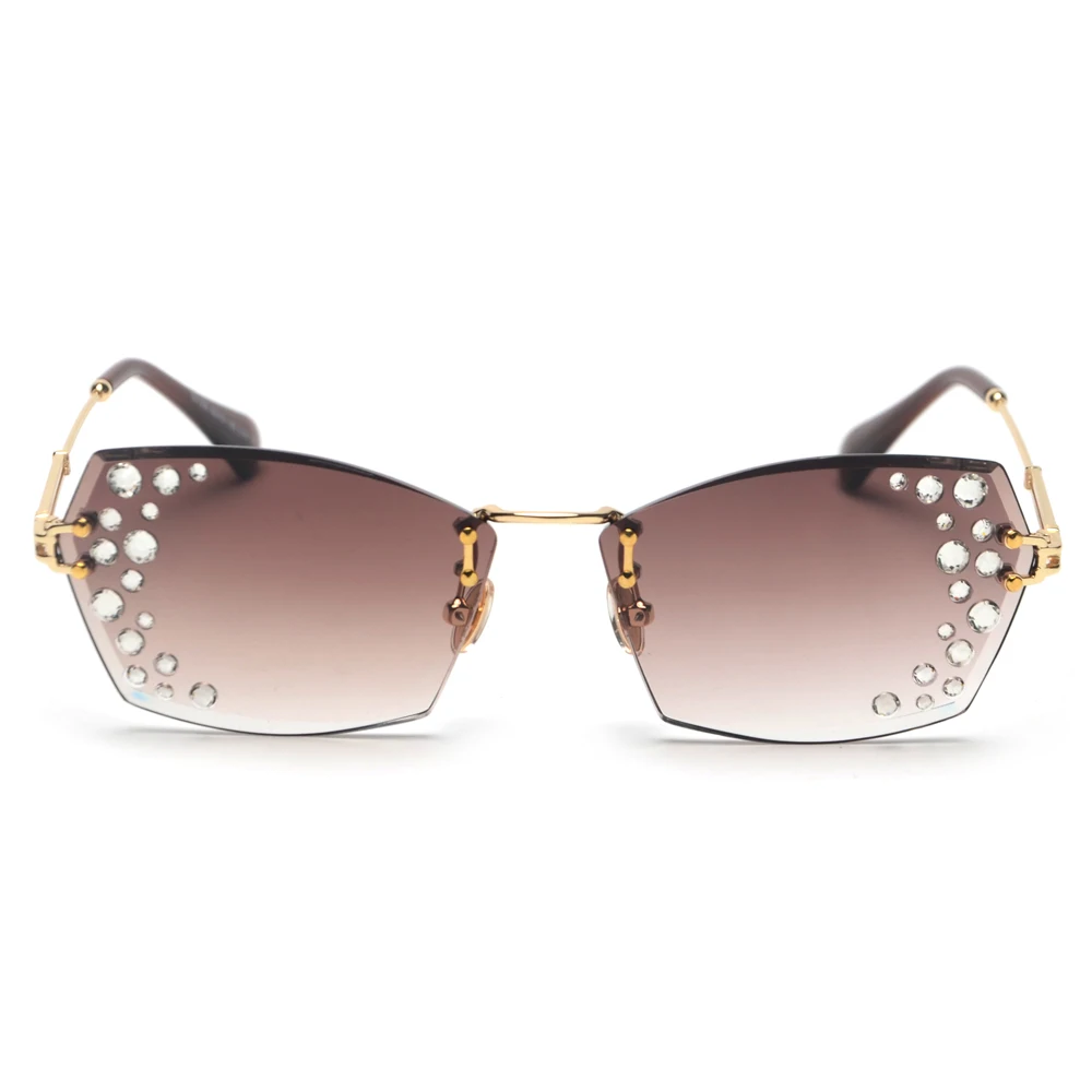 

Fashion Brand Rimless Square Retro Pink Eyewear Women's Sunglasses Vintage Sun Glasses 2019 Branded Glasses With Rhinestones