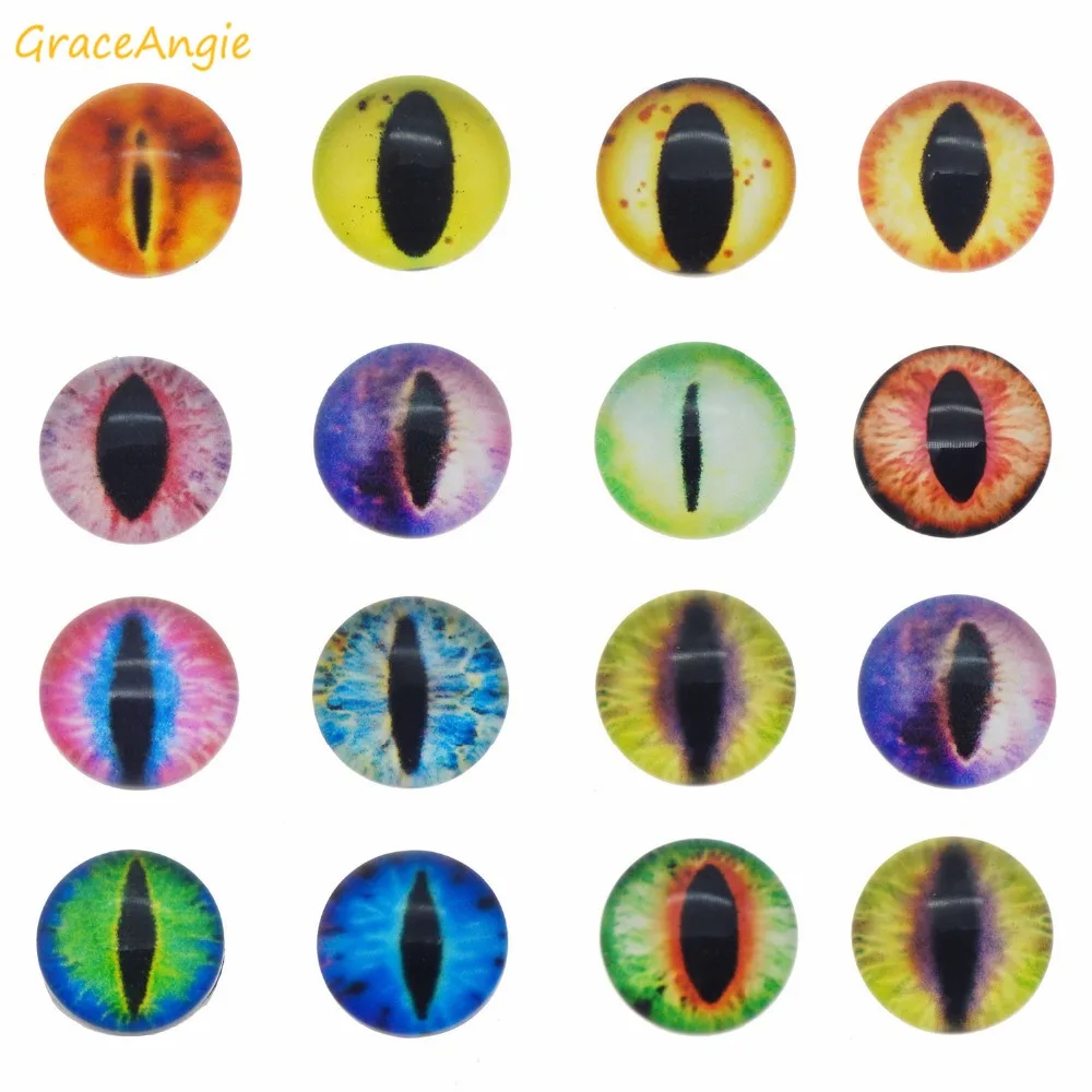 Круглые стеклянные очки GraceAngie 10 50 шт. вертикальные зрачки камея кошачий глаз с
