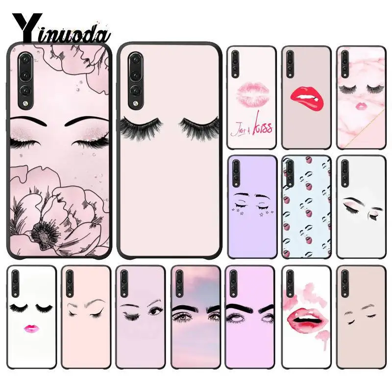 

Yinuoda eyelash Makeup Lip Cover Black Soft Shell Phone Case for Huawei P9 P10 Plus Mate9 10 Mate10 Lite P20 Pro Honor10 View10