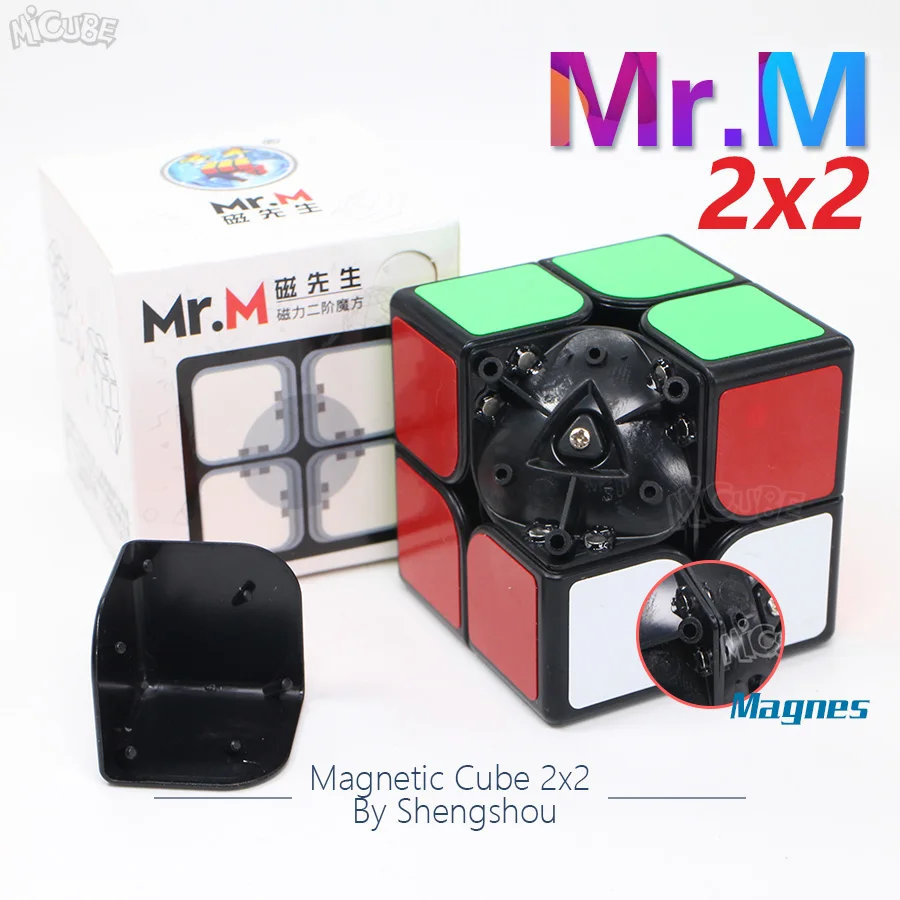 Shengshou Mr. M Магнитный куб 2x2 скоростной куб Magic 2x2x2 Магнитный позиционирование Mrm 2 Cubo Magico 2*2 магниты куб черная Игра Головоломка