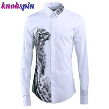 Мужская рубашка с принтом в виде гепарда с древними чернилами,, тонкая повседневная мужская рубашка с отложным воротником, длинный рукав, 80% хлопок, деловая мужская рубашка