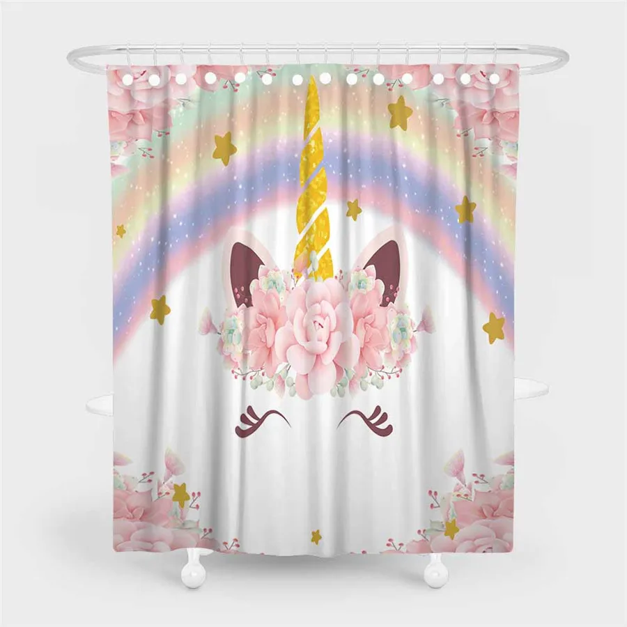 3D Beach Unicorn Shower Curtain Bathroom Waterproof Polyester Printing Curtains for Bathroom Shower - Цвет: 60