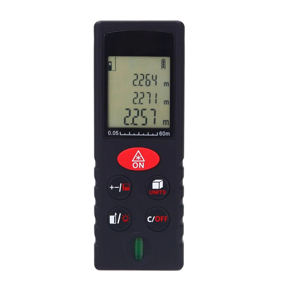 

60m/197ft Mini Laser Rangefinder Handheld Digital Distance Meter High Precision Range Finder Area Volume Measurer Level Bubble