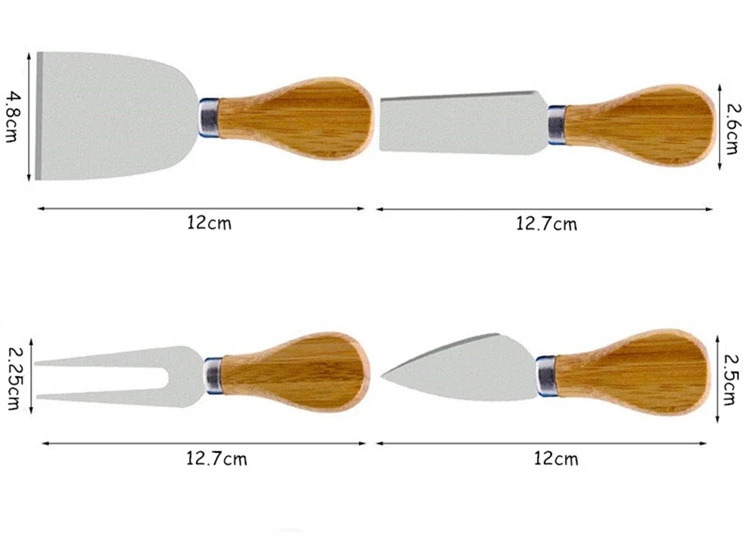 LMETJMA 4 шт. Набор ножей для сыра из нержавеющей стали нож для резки сыра с деревянной ручкой набор насадок для сыра и масла KC0269