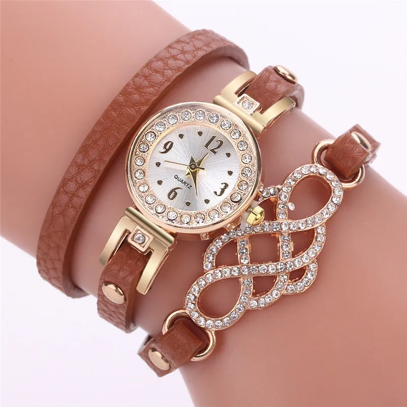New Arrival watch women dress watch women's Casual Leather Quartz Watch Luxury Bracelet Flower Gemstone Wristwatch clock M22 (14)