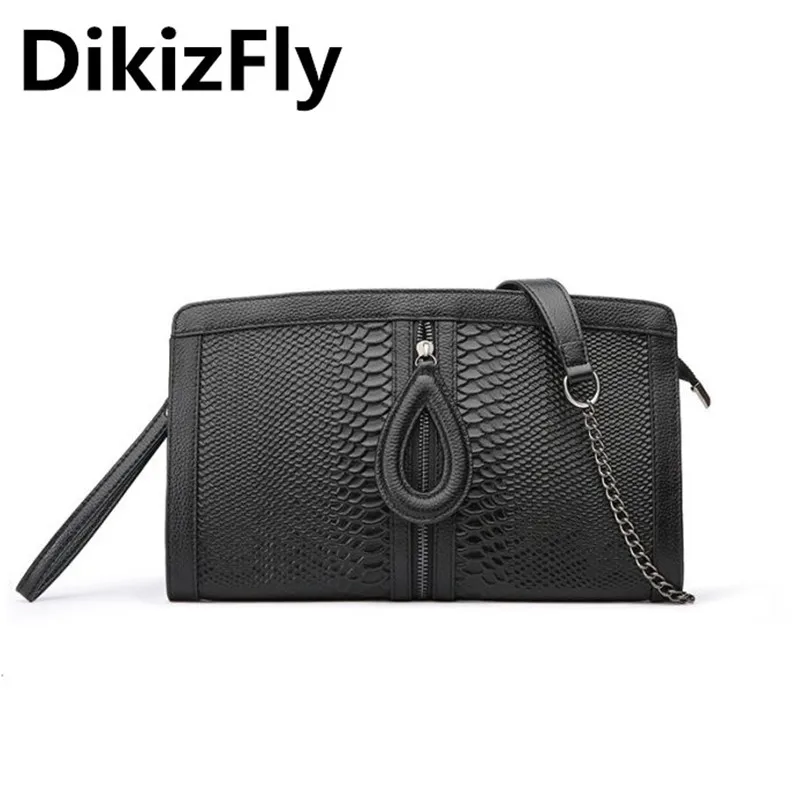 

DikizFly Serpentine Clutches Women Messenger Bags Split Leather Envelope Bags Famous Brands Designer Evening Day Clutch Bolsas
