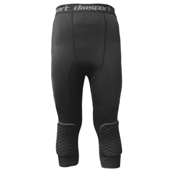 Safety Anti-Collision Basketball Shorts Men Fitness Training 3/4 Leggings With Knee Pads Sports 3XL Compression Trousers 2