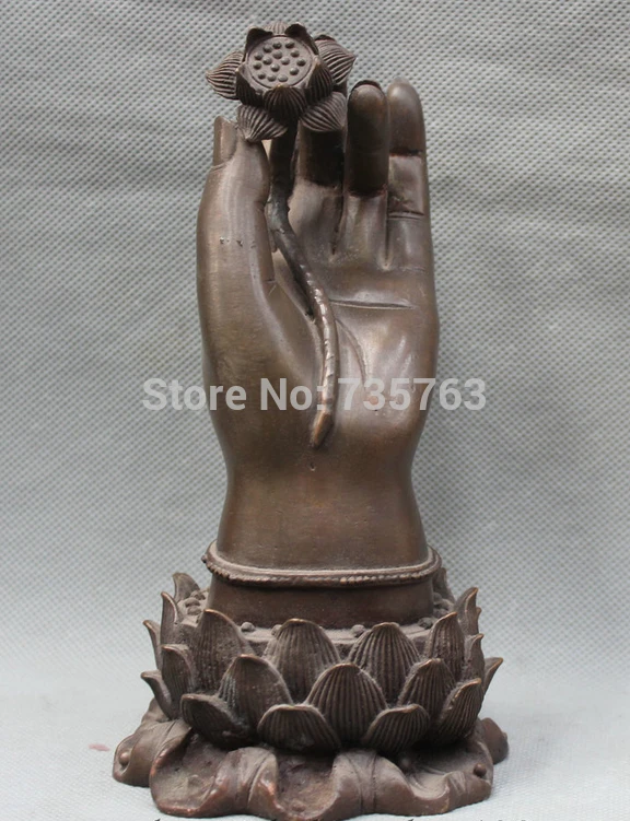 

xiuli 001549 Tibet Tibetan Buddhism Religion Pure Bronze lotus flower Buddha Hand Statue