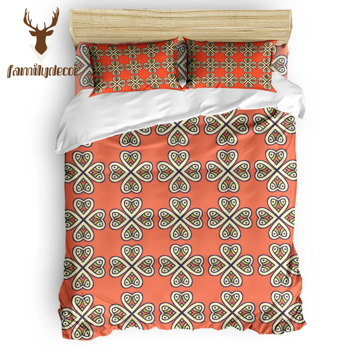 

FamilyDecor Orange and Geometic Pattern Bohemia Bedding Set Luxury Comforter Bedding Sets 3D King Size Red Blue Cotton DHL Free