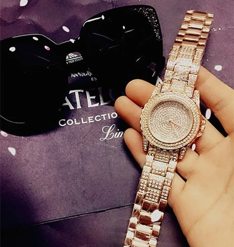 Новинка, кварцевые женские часы Relogio Feminino с кристаллами, полностью стальные женские наручные часы, женские часы reloj hombre montre femme zegarek damski