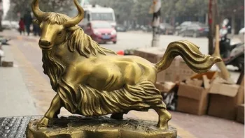 

YM 318 Folk Chinese FengShui Bronze Zodiac Year Strong Ox Bull Oxen Animal Art Statue