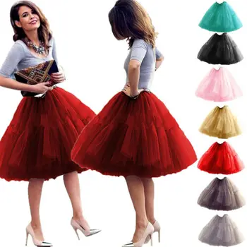 

5 Layers Tulle Skirt Women Vintage50s Rockabilly Tutu Petticoat Ball Gown