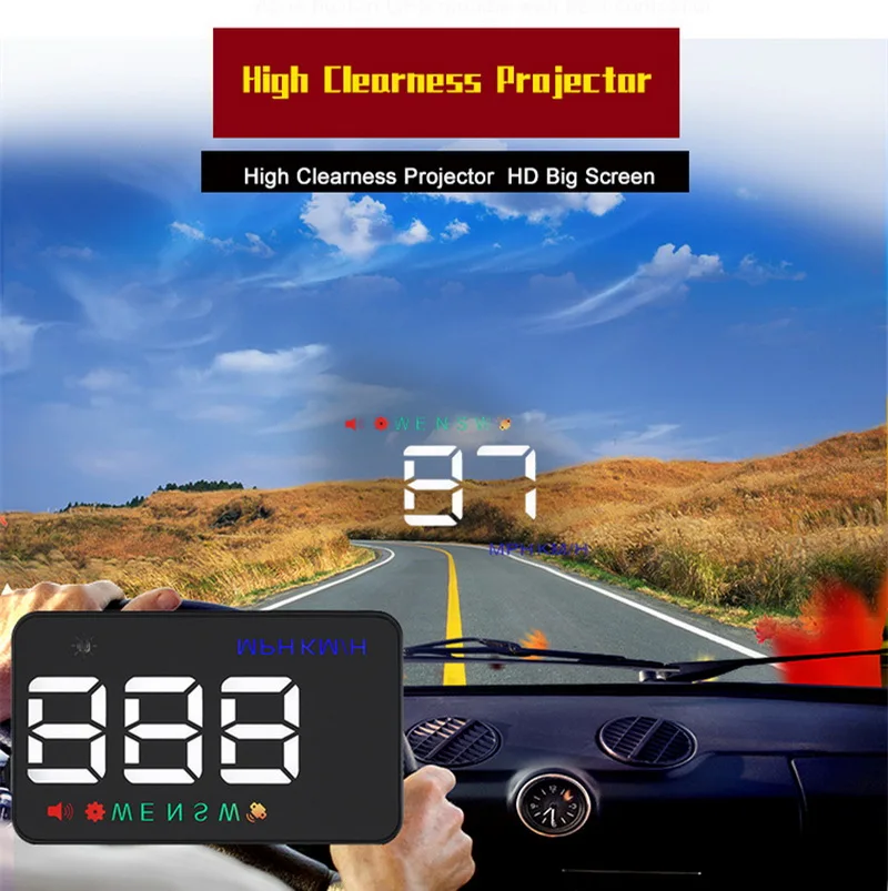 A5 автомобильный коллиматорный Дисплей 3,5 дюймов HD двойной режим Дисплей цифровой Спидометр км/ч Предупреждение безопасности gps HUD Дисплей