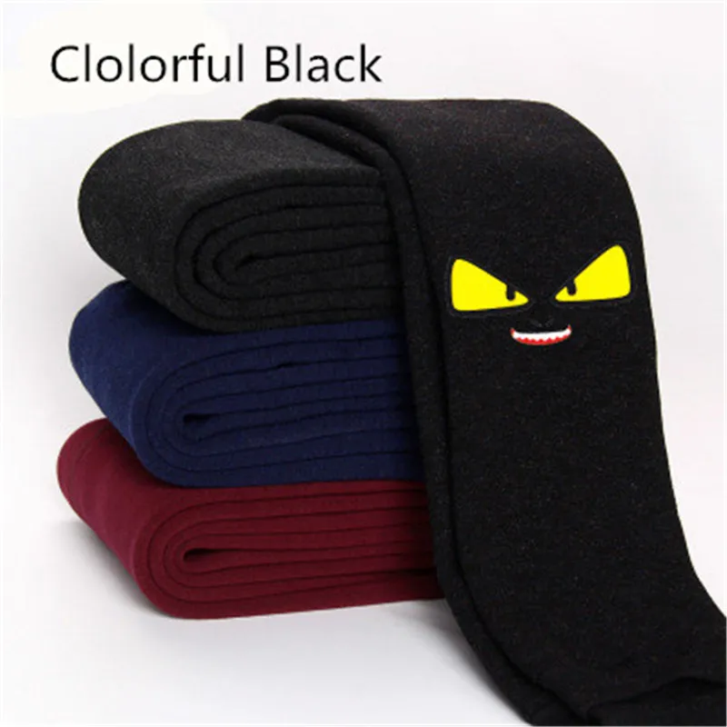 Catface ColorfulB Зимние теплые леггинсы для маленьких девочек детские штаны для девочек штаны с принтом Одежда для девочек хлопковые легинсы для малышей бархатные брюки - Цвет: Catface ColorfulB