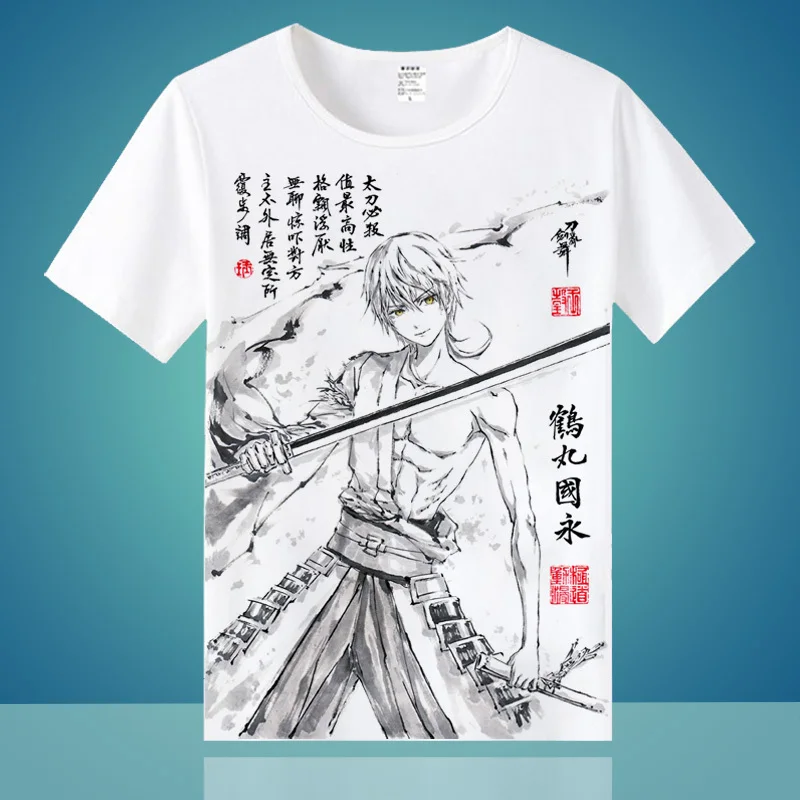 Повседневная футболка с аниме атака на Титанов 3 Touken Ranbu Online Saiyuki, мужские и женские футболки, модная футболка с коротким рукавом