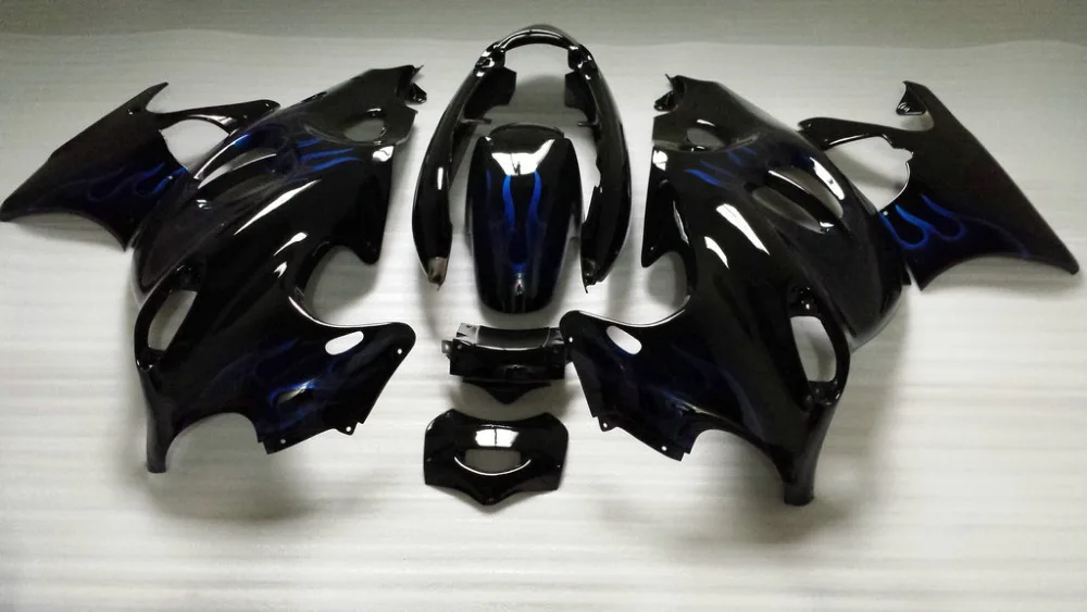 

Fairings fit for SUZUKI GSX600F GSX750F 96 99 00 02 03 04 06 GSX600 750F Katana 1996 2006 Blue flames black Fairing kit YD03