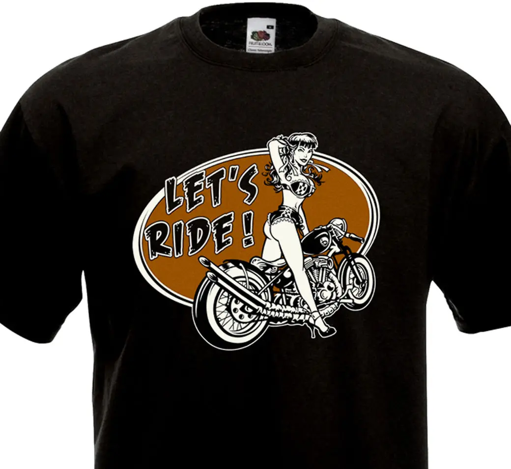 Funny Clothing Casual Short Sleeve Tshirts T shirt LET'S RIDE ! Custom