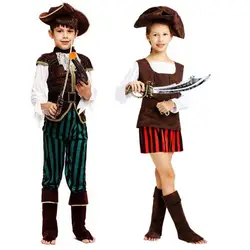 Для мальчиков и девочек костюм пирата капитан Пираты Косплей Рождественские маскарад, вечеринка, Хэллоуин костюм для детей