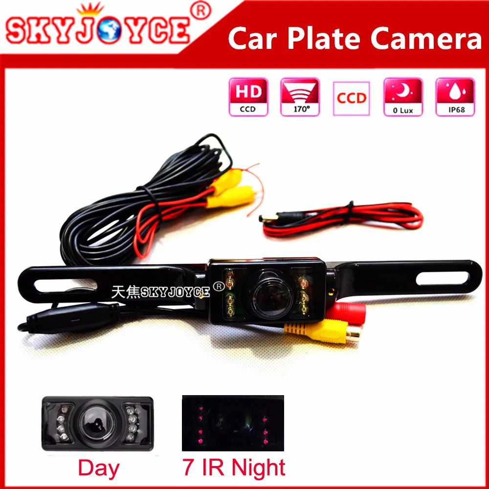 Night vision Red IR CCD HD rear view camera car license plate frame camera Light 170 backup parking rear car plate camera Black  (1)