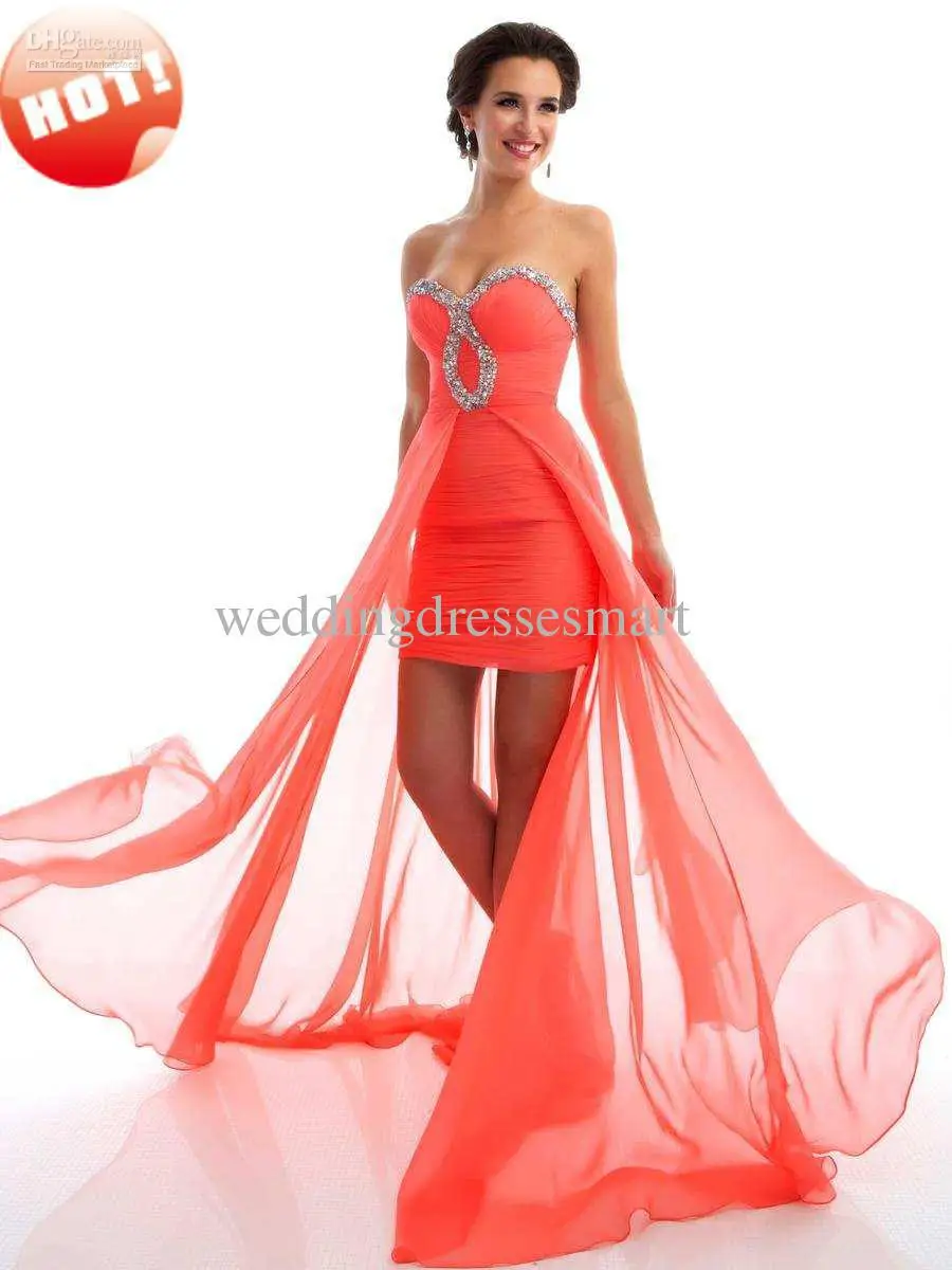2019 year for girls- Prom coral dresses high low 2019 year for women- Prom coral dresses high low