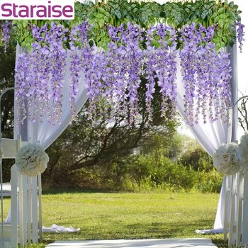 

Saraise 110cm Artificial Silk Wisteria Flower Vines Wedding Decor Hanging Rattan Bride Flowers Garland For Home Garden Decor