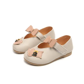 

Children Girls Shoes Kids Baby Spring/Autumn Bow Cartoon Princess Shoes Non-Slip Breathable Cute Leather Shoes Fashion