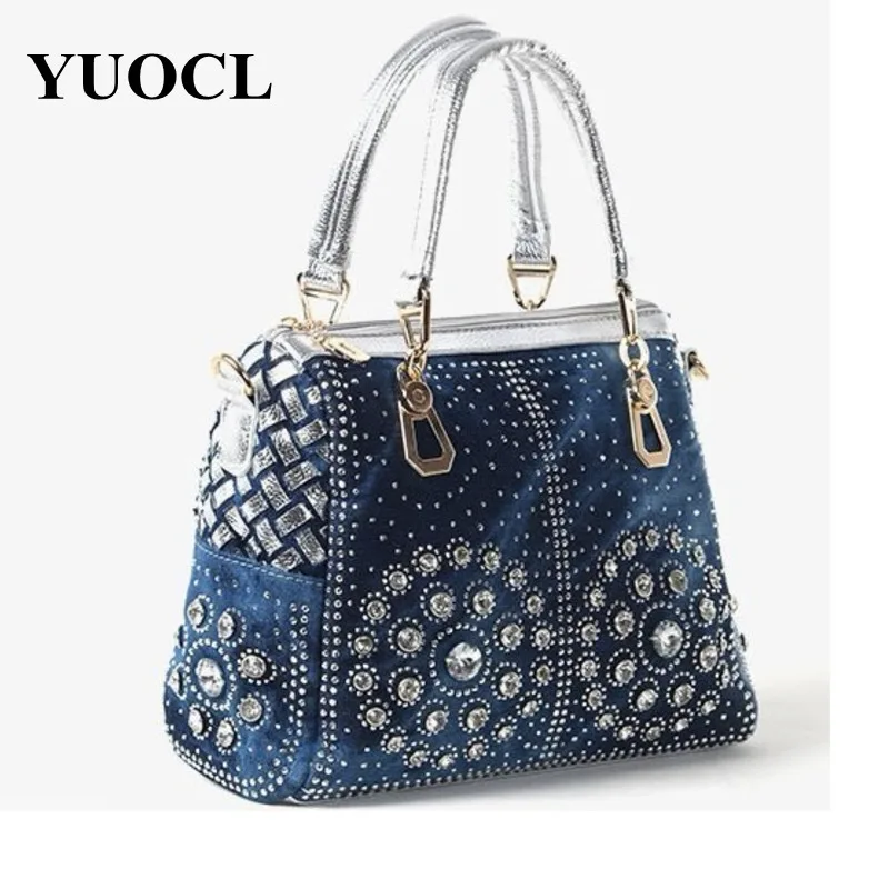 2018 crossbody bags for women leather handbags luxury handbags women bags designer denim Crystal ...