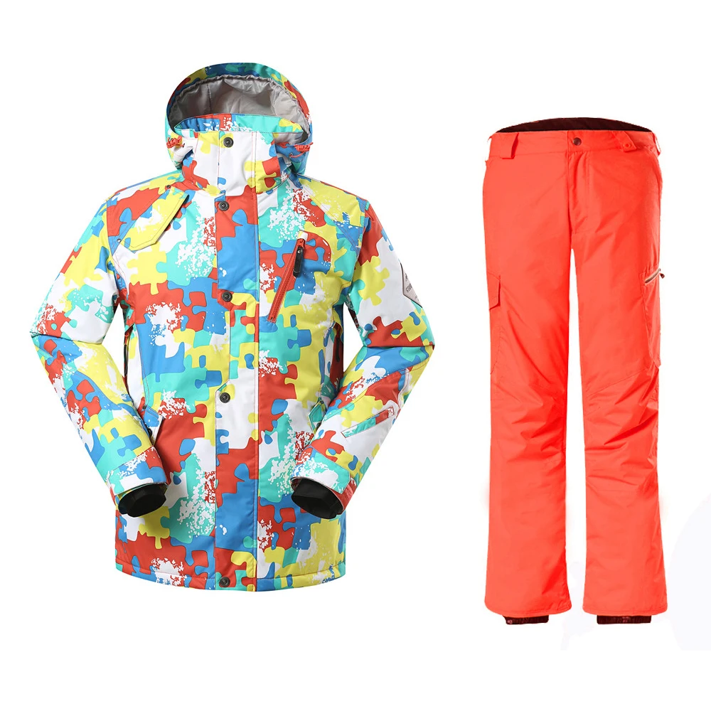 GSOU SNOW Winter Men's Ski suit Outdoor -30 Degree  Waterproof windproof ski Jacket+Pant set Breathable keep warm Snowboard coat