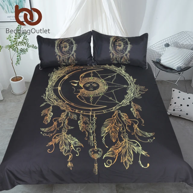 Cheap BeddingOutlet Dreamcatcher Bedding Set Golden Black Bohemian Duvet Cover With Pillowcases 3-Piece Sun and Moon Exotic Bedclothes Cheap BeddingOutlet Dreamcatcher Bedding Set Golden Black Bohemian Duvet Cover With Pillowcases 3-Piece Sun and Moon Exotic Bedclothes