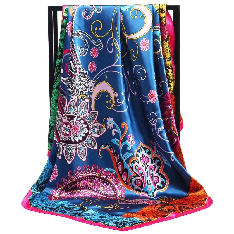 

New Arrival Fashion Women soft satin scarf / Paisley Printed quare silk scarves 90cm / Gifts Wholesale