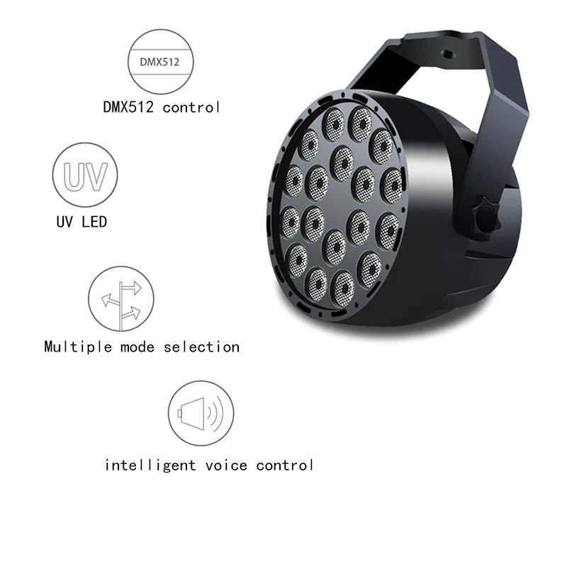 

UV 18LED DJ Disco Ball 54W Sound Activated Laser Projector DMX 512 Stage Lighting effect Lamp Light Music Christmas KTV Party