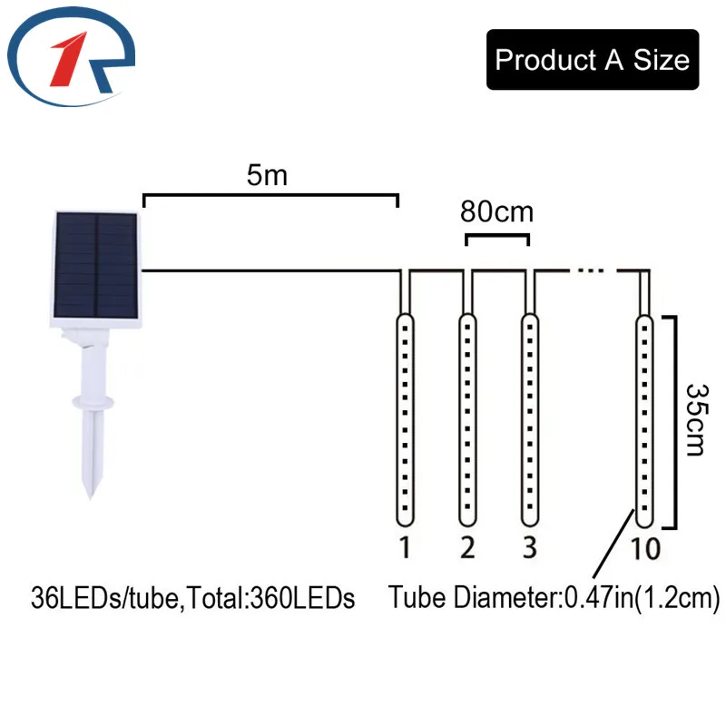 ZjRight 35 см 360LED Солнечный Метеоритный дождь Дождь трубы огни Рождество Открытый Пейзаж Деревья водонепроницаемый декоративные гирлянды