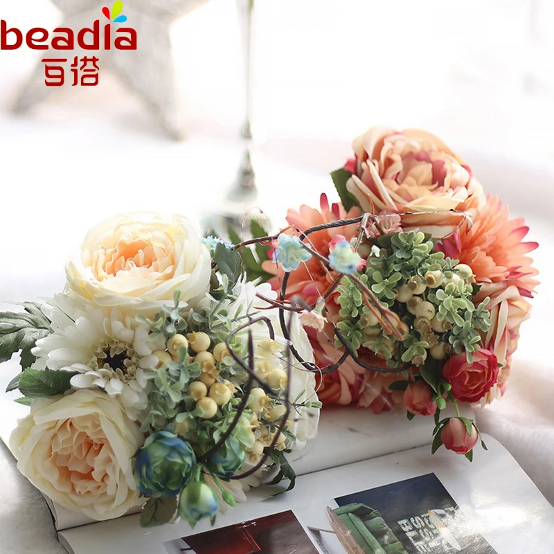 Romantic Style Fake Flowers Export 28 cm Artificial Silk ...