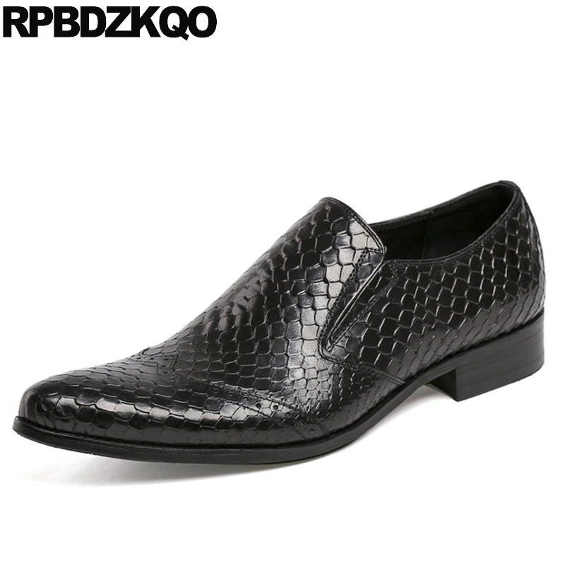 

Slip On British Style Brown New Snake Dress Plaid Work European Real Leather Italian Mens Shoes Brands Pointed Toe Autumn