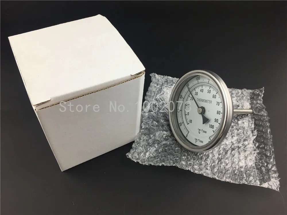 

3" Dial Analog homebrew beer Bi-metal thermometer Weldless Kit 2" Probe 0-220 Degrees Homebrew Kettle wine making
