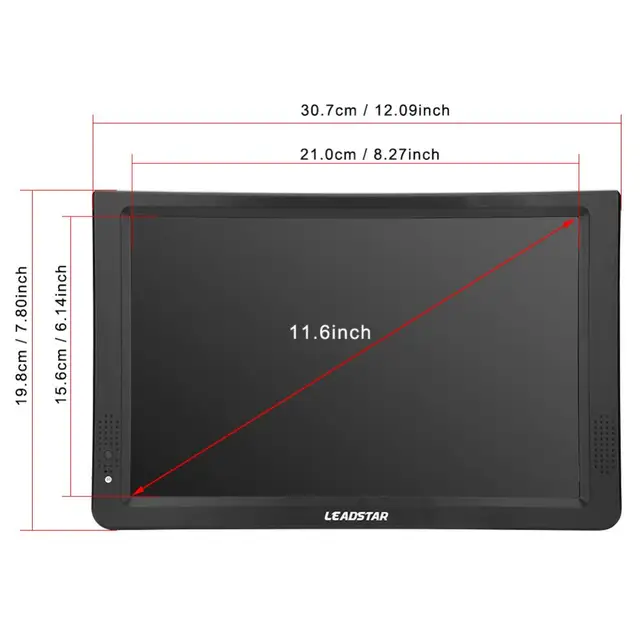 11.6 Inch Portable Digital Analog Television DVB-T/T2 1280*800 Resolution HD PAL 1080P LED TV for Home Car Airplane