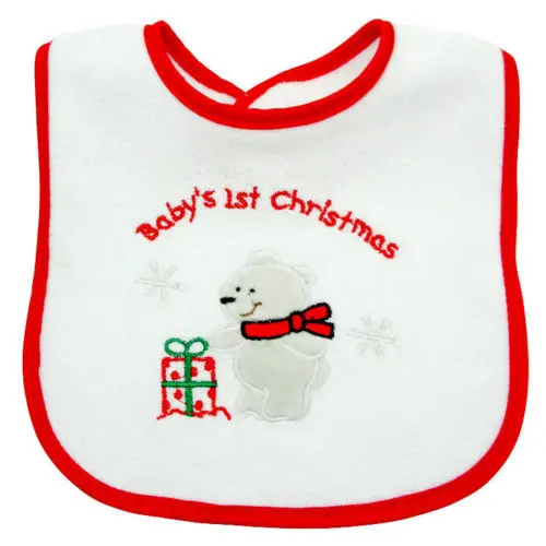 Первый Рождество Ребенок Нагрудник слюнявчик вышивкой Keepsake Рождественский подарок - Цвет: 4