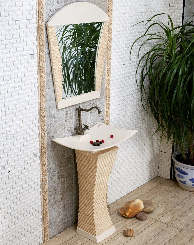 Luxury man-made stone carving frames. European art of the basin that wash a face. Mercury mirrors that defend bath