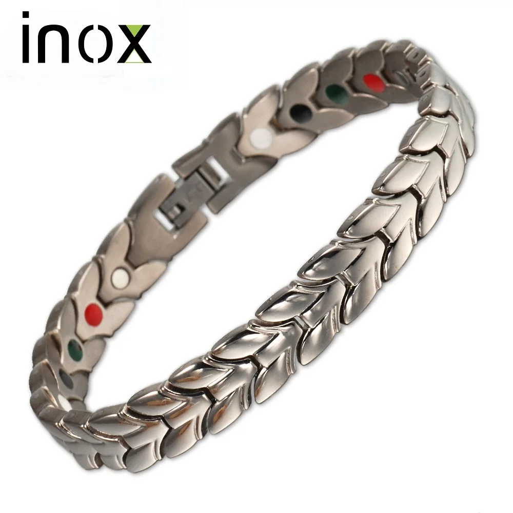 

Inox Pure Titanium Magnetic Bracelet Bangle for Men Women Metallic Color Germanium Infrared Magnet Negative Ion Tourmaline