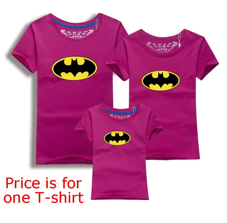 Семейные футболки с Бэтменом; Летние Семейные комплекты; одежда для папы, мамы и детей с героями мультфильмов; новые хлопковые футболки; ; 5XL - Цвет: Rose