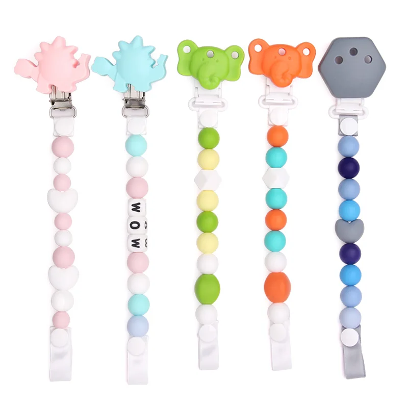 Brinquedo de Enfermagem Chenkai Livre Silicone Dinossauro Bebê Chupeta Manequim Mordedor Chain Titular Clipes Faça Você Mesmo Soother Acessórios 50 Pçs Bpa 9 bebê chupeta manequim mordedor chain titular clipes