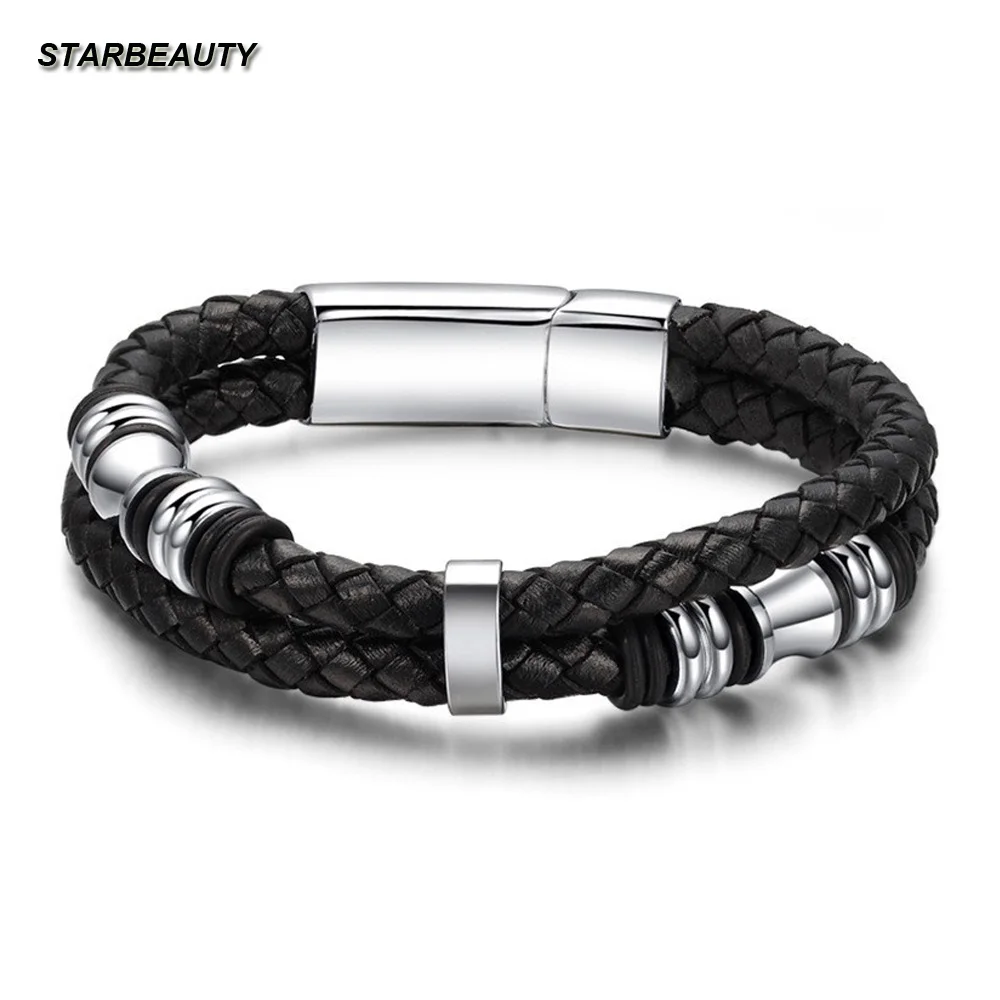 3 Size Cool Mens Bracelets 2017 Leather Bracelet Men, QT911