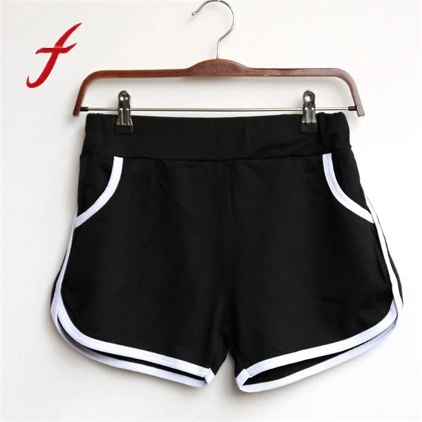 

Hot Sale High Waist Shorts Women Casual Loose Cotton Contrast Binding Side Split Elastic Waist Shorts With Pocket Short feminino