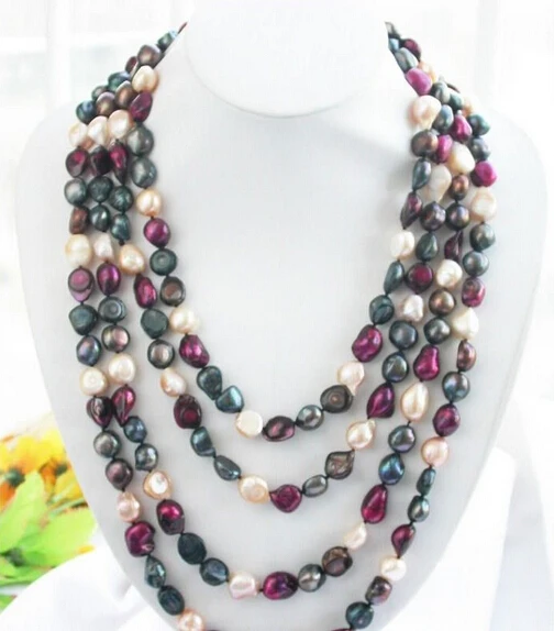

Wholesale FREE SHIPPING >>> 100" 16MM multicolor BAROQUE FRESHWATER CULTURED PEARL NECKLACE P2419