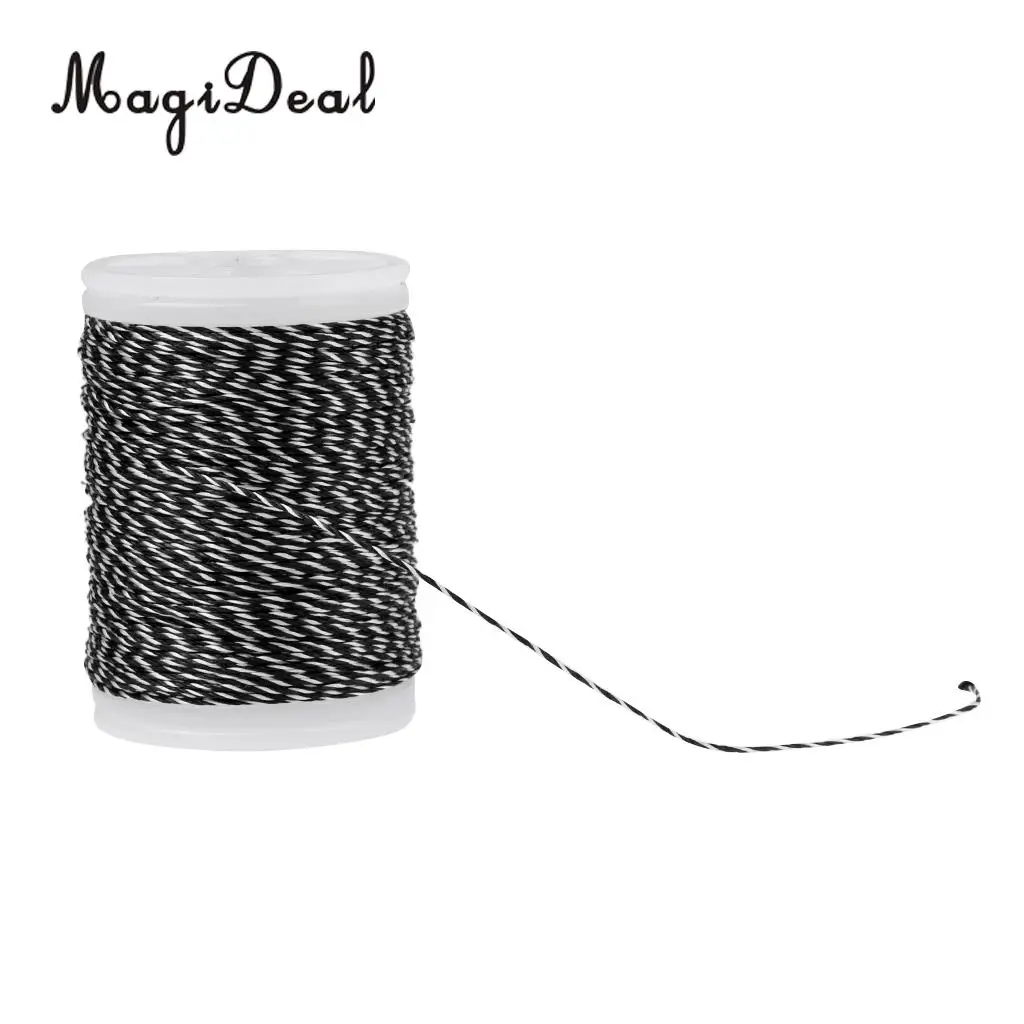 MagiDeal 2 Pcs 110m Fiber Archery Bow String Serving Material Bowstring Protect black&white